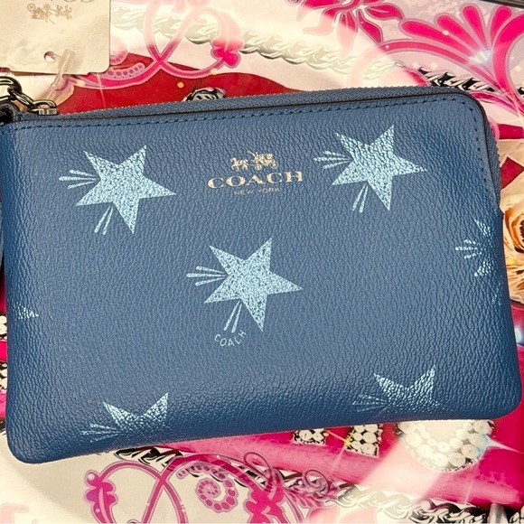 NWT Coach Blue Star Canyon Corner Zip Wristlet Wallet Limited Edition COA - Picture 1 of 6